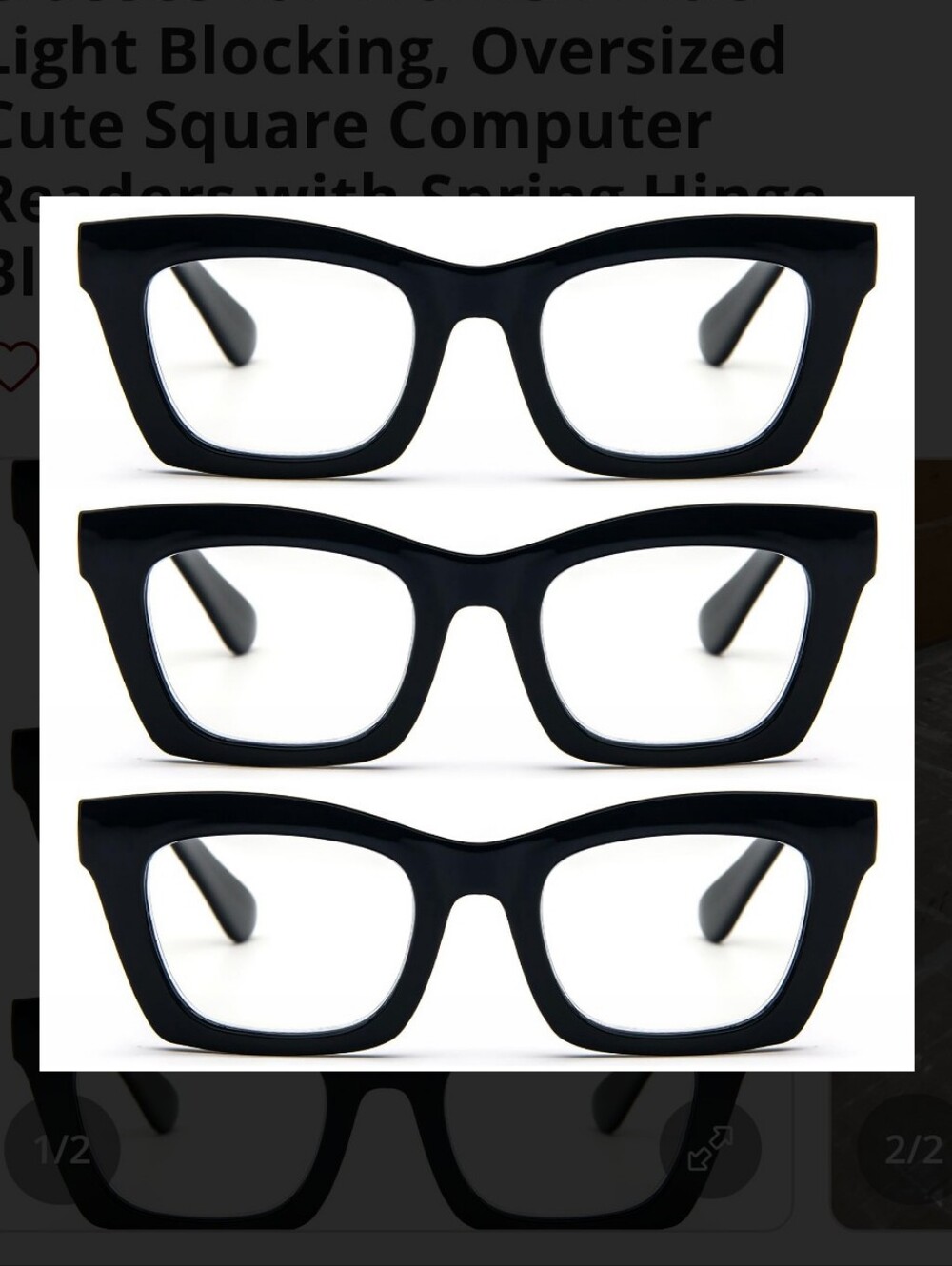Women’s +1.50 Anti Blue Light Reading Glasses Black